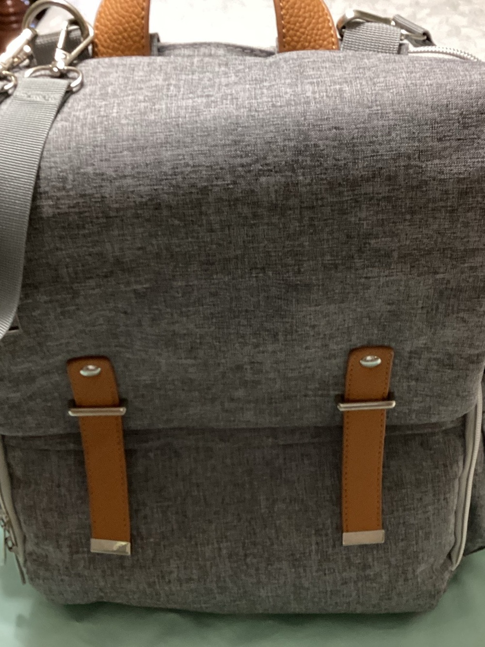 Upsimples Gray Baby Diaper Bag Multi-pouch Kids Travel Back Pack